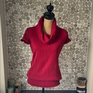 Sweater Project Red Cowl Neck Sweater with Short Sleeves